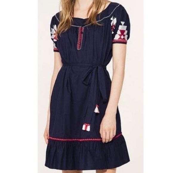 Tory Burch Alicia Embroidered Cotton Voile Boho embroidered Dress, size 10 - Picture 13 of 16